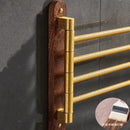 GobekUsa Brushed Gold Wood Swivel Towel Hanger Wall Mounted Folding Bathroom Towel Bar