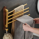 GobekUsa Brushed Gold Wood Swivel Towel Hanger Wall Mounted Folding Bathroom Towel Bar