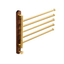 GobekUsa Brushed Gold Wood Swivel Towel Hanger Wall Mounted Folding Bathroom Towel Bar