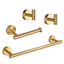 GobekUsa Brushed Gold Bathroom Hardware Set: Towel Holder, Paper Holder, Robe Hook