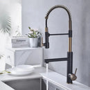 GobekUsa Brushed Gold Kitchen Faucet with Pull Down Spring Spout for Hot Cold Water