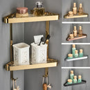 GobekUsa Brass Bathroom Shower Rack: Brushed Gold Corner Shelf for Bath and Shower Storage