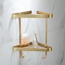 GobekUsa Brass Bathroom Shower Rack: Brushed Gold Corner Shelf for Bath and Shower Storage