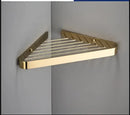 GobekUsa Brass Bathroom Shower Rack: Brushed Gold Corner Shelf for Bath and Shower Storage
