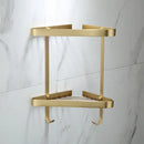 GobekUsa Brass Bathroom Shower Rack: Brushed Gold Corner Shelf for Bath and Shower Storage