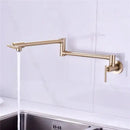 GobekUsa Brushed Gold Kitchen Pot Filler Faucet Wall Mount Single Cold Foldable Spout
