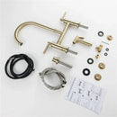 GobekUsa Brushed Gold Kitchen Faucet with Hand Shower Head Pot Filler Tap & Black Sink Spout