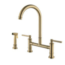GobekUsa Brushed Gold Kitchen Faucet with Hand Shower Head Pot Filler Tap & Black Sink Spout