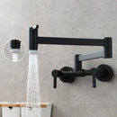 GobekUsa Brushed Gold Brass Wall-Mounted Kitchen Faucet with Foldable Spout