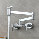 GobekUsa Brushed Gold Brass Wall-Mounted Kitchen Faucet with Foldable Spout