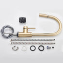 GobekUsa Brushed Gold Kitchen Faucet with 360° Rotating Spout and Two Outlet Modes