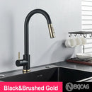 GobekUsa Brushed Gold Kitchen Faucet with 360° Rotating Spout and Two Outlet Modes