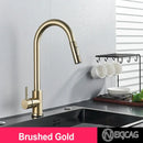 GobekUsa Brushed Gold Kitchen Faucet with 360° Rotating Spout and Two Outlet Modes