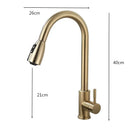GobekUsa Brushed Gold Kitchen Faucet Single Handle Pull Out Swivel Mixer Tap
