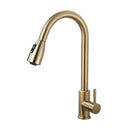 GobekUsa Brushed Gold Kitchen Faucet Single Handle Pull Out Swivel Mixer Tap