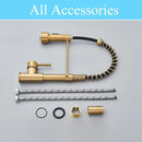 GobekUsa Brushed Gold LED Kitchen Faucet: Single Handle Pull-down Spring Sink Tap