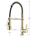 GobekUsa Brushed Gold LED Kitchen Faucet: Single Handle Pull-down Spring Sink Tap