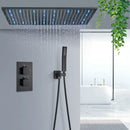 GobekUsa Brushed Gold LED Thermostatic Shower Faucet Set with Ceiling Rainfall Shower Head