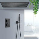 GobekUsa Brushed Gold LED Thermostatic Shower Faucet Set with Ceiling Rainfall Shower Head