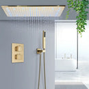 GobekUsa Brushed Gold LED Thermostatic Shower Faucet Set with Ceiling Rainfall Shower Head