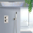 GobekUsa Brushed Gold LED Thermostatic Shower Faucet Set with Ceiling Rainfall Shower Head