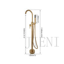 GobekUsa Brushed Gold High Rise Round Bath Mixer Roman Tub Faucet Set Floor Stand