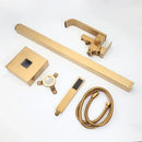 GobekUsa Brushed Gold High Rise Round Bath Mixer Roman Tub Faucet Set Floor Stand