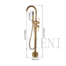 GobekUsa Brushed Gold High Rise Round Bath Mixer Roman Tub Faucet Set Floor Stand