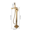 GobekUsa Brushed Gold High Rise Round Bath Mixer Roman Tub Faucet Set Floor Stand