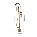 GobekUsa Brushed Gold High Rise Round Bath Mixer Roman Tub Faucet Set Floor Stand
