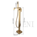 GobekUsa Brushed Gold High Rise Round Bath Mixer Roman Tub Faucet Set Floor Stand