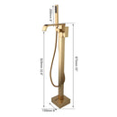 GobekUsa Brushed Gold High Rise Round Bath Mixer Roman Tub Faucet Set Floor Stand