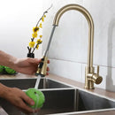 GobekUsa Brushed Gold Single Handle Pull Out Kitchen Faucet