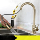 GobekUsa Brushed Gold Single Handle Pull Out Kitchen Faucet
