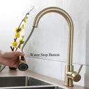 GobekUsa Brushed Gold Single Handle Pull Out Kitchen Faucet