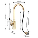GobekUsa Brushed Gold Kitchen Faucet Hot Cold Water Mixer Pull Out Spout Brass