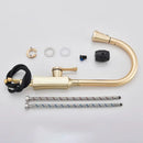 GobekUsa Brushed Gold Kitchen Faucet Hot Cold Water Mixer Pull Out Spout Brass