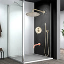 GobekUsa Brushed Gold Shower Faucet Set: Wall Mount Rotate Tub Spout, Rainfall Head Mixer Tap