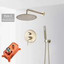 GobekUsa Brushed Gold Shower Faucet Set: Wall Mount Rotate Tub Spout, Rainfall Head Mixer Tap
