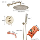 GobekUsa Brushed Gold Shower Faucet Set: Wall Mount Rotate Tub Spout, Rainfall Head Mixer Tap