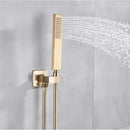 GobekUsa Brushed Gold Ultra-Thin Rainfall Shower Faucet with Wall Mount 8’‘-16’‘ Head