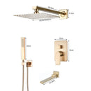 GobekUsa Brushed Gold Ultra-Thin Rainfall Shower Faucet with Wall Mount 8’‘-16’‘ Head