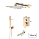 GobekUsa Brushed Gold Ultra-Thin Rainfall Shower Faucet with Wall Mount 8’‘-16’‘ Head