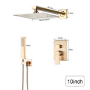 GobekUsa Brushed Gold Ultra-Thin Rainfall Shower Faucet with Wall Mount 8’‘-16’‘ Head
