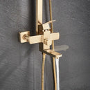 GobekUsa Brushed Gold Shower Mixer with Rotating Tub Spout and 8" Rainfall Head