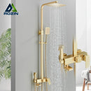 GobekUsa Brushed Gold 4-Way Brass Shower Set with Bidet Mixer Tap