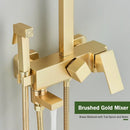 GobekUsa Brushed Gold 4-Way Brass Shower Set with Bidet Mixer Tap