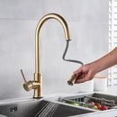 GobekUsa Brushed Gold Smart Touch Kitchen Faucet Dual Outlet Water Modes