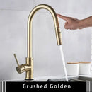 GobekUsa Brushed Gold Smart Touch Kitchen Faucet Dual Outlet Water Modes