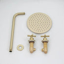GobekUsa Brushed Gold Rainfall Shower Faucet Set with Dual Handles and Wall Mount
